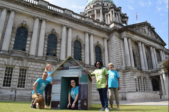 Volunteers built a shack at Belfast City Hall